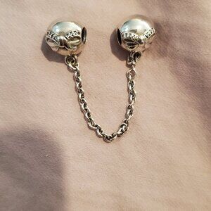 Pandora bow crystal pave silver safety chain